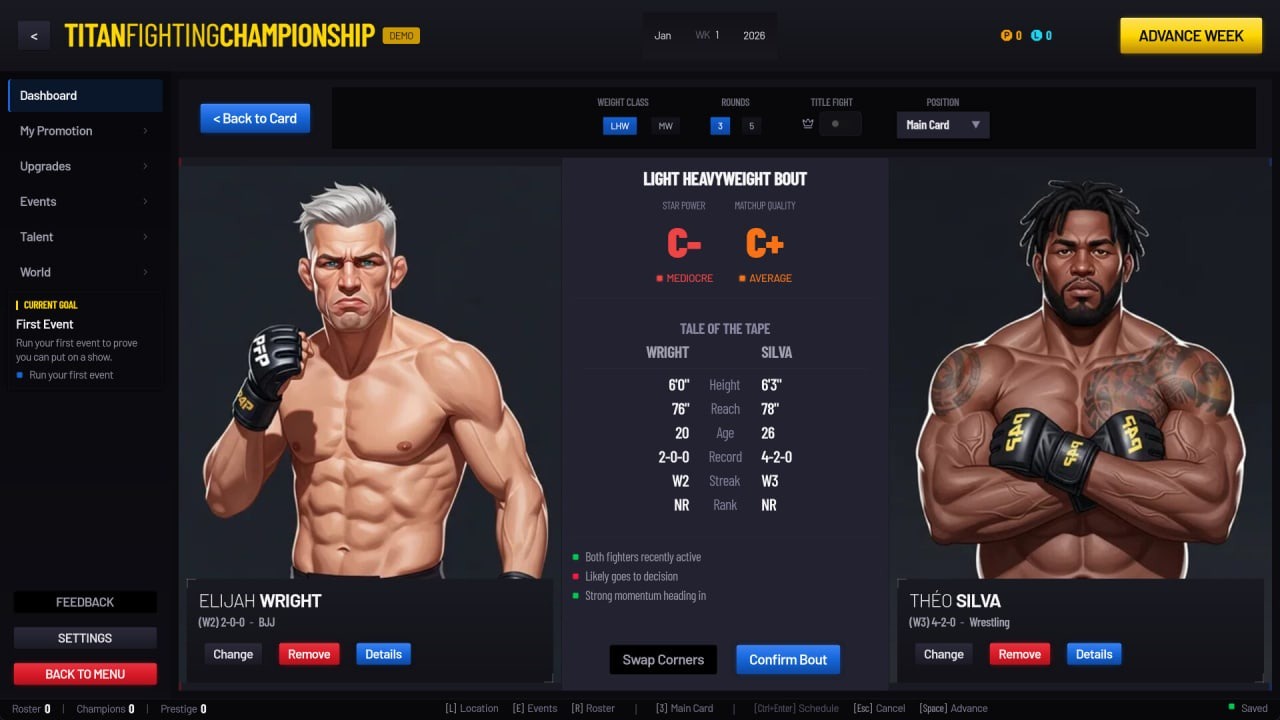 Pound for Pound: MMA Promotion Simulator